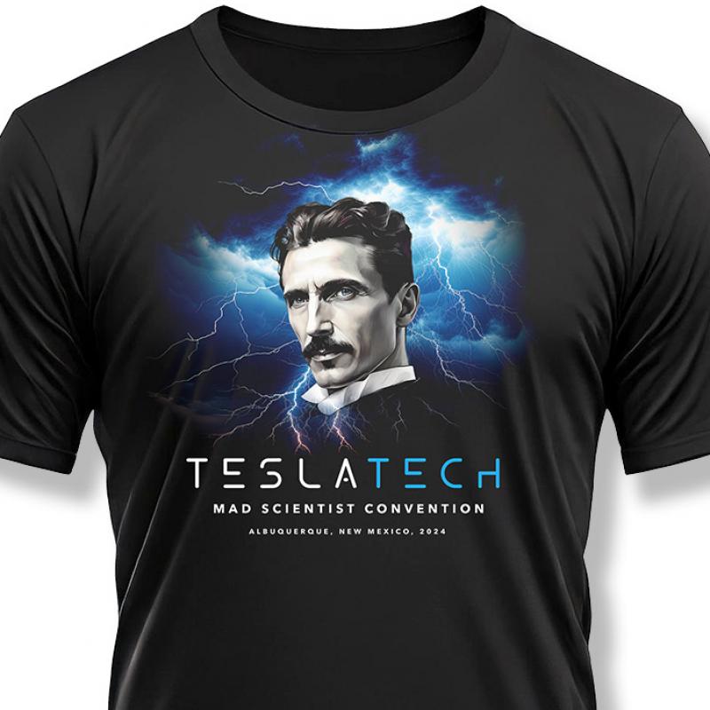 Men's 100%  Cotton, High Quality Black T-Shirt / TeslaTech 2024